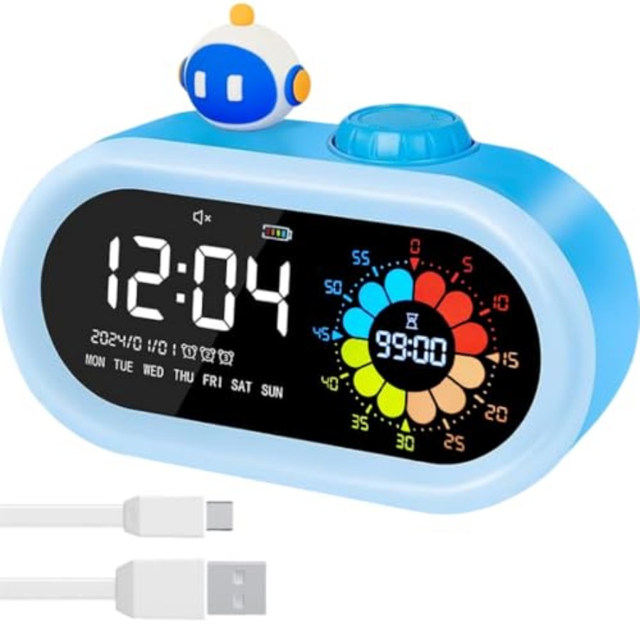 Digital Timer Countdown - Digital Alarm Clock for:Battery Operated Cordless