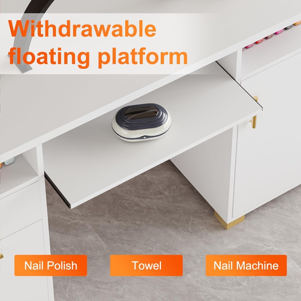 White and Gold Nail Desk for N - Office Tech Furniture review and price