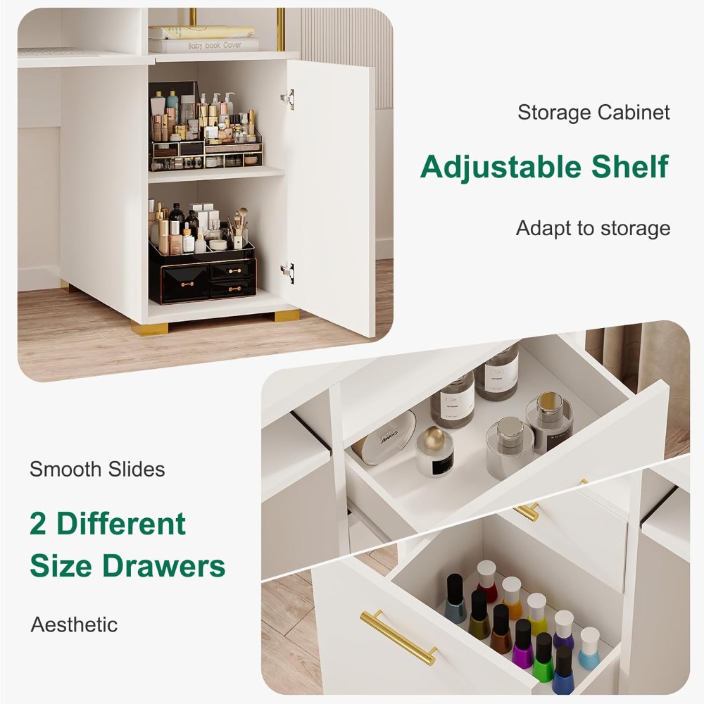 White and Gold Nail Desk for N - Office Tech Furniture review and price