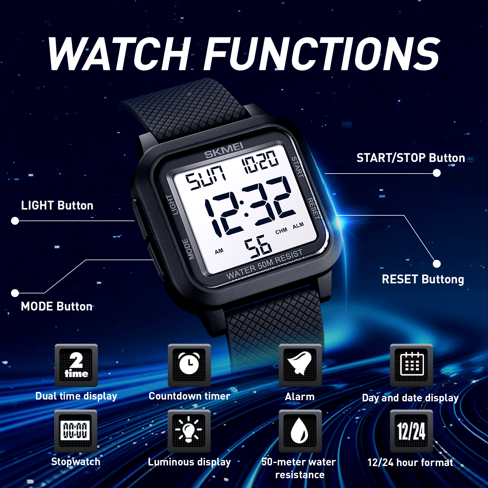 SKMEI 1894 Electric Wristwatch - Digital Timer Countdown review and price