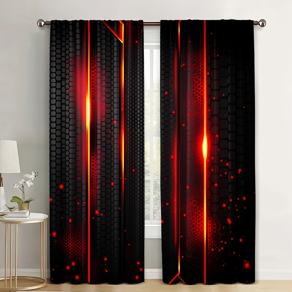 2pcs Lava Curtains Black Red C - Office Tech Decor review and price